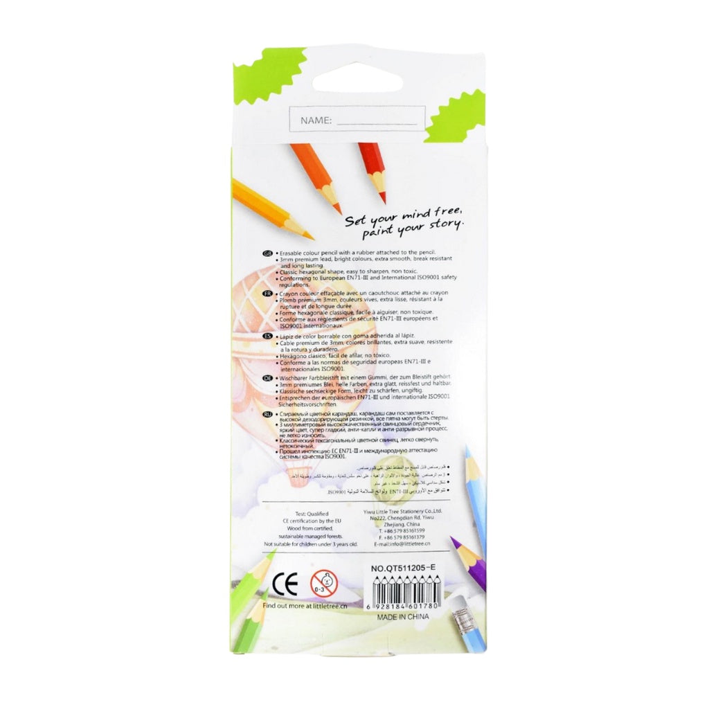 [SG] Little Tree QT511205-E Erasable 12 Colour Pencils [Evergreen Stationery]