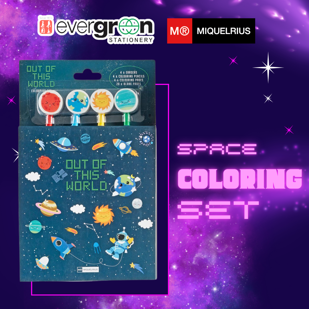 [SG] Apli Miquelrius Space-Themed Coloring & Doodling Set [Evergreen Stationery]