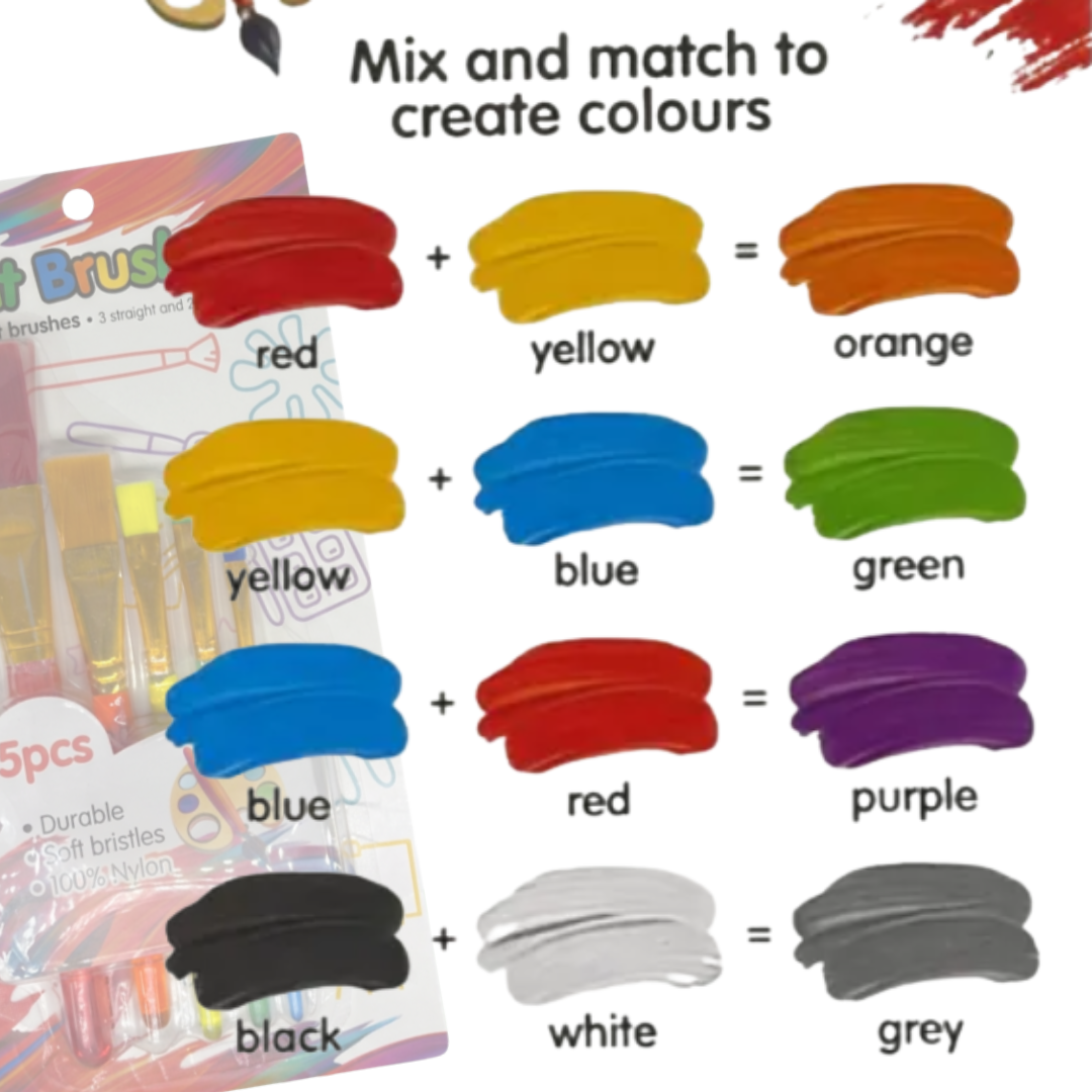 Art & Craft Creativity Set | Watercolour/Acrylic Paint Kit + Brush Set | 12 Colors + 5 Pcs Brushes| Kids/Student Art Supplies