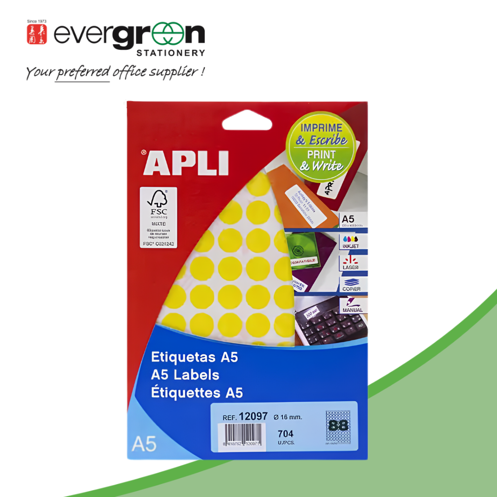 APLI Yellow Color Round Label