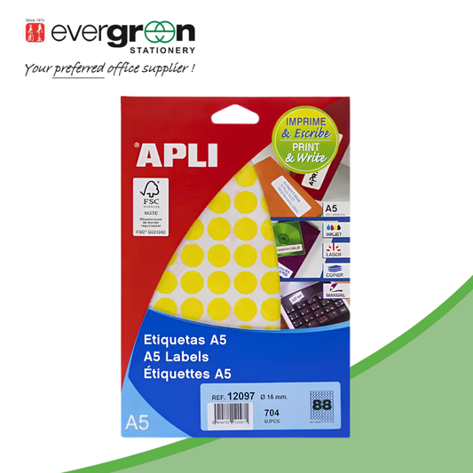 APLI Yellow Color Round Label
