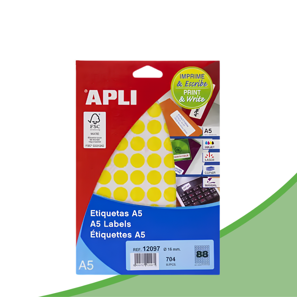 APLI Yellow Color Round Label