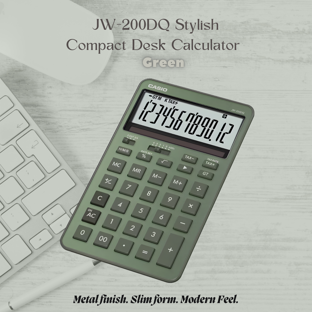 [SG] Casio JW-200DQ Stylish Compact Desk Calculator [Evergreen Stationery]