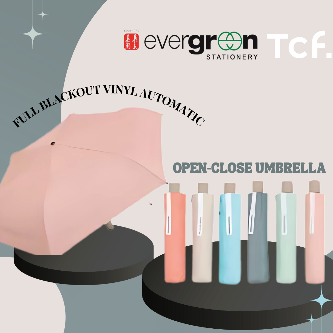 [SG] SPECIAL FROM TAIWAN Automatic Open-Close Plain Umbrella | Full Blackout Vinyl [Evergreen Stationery]