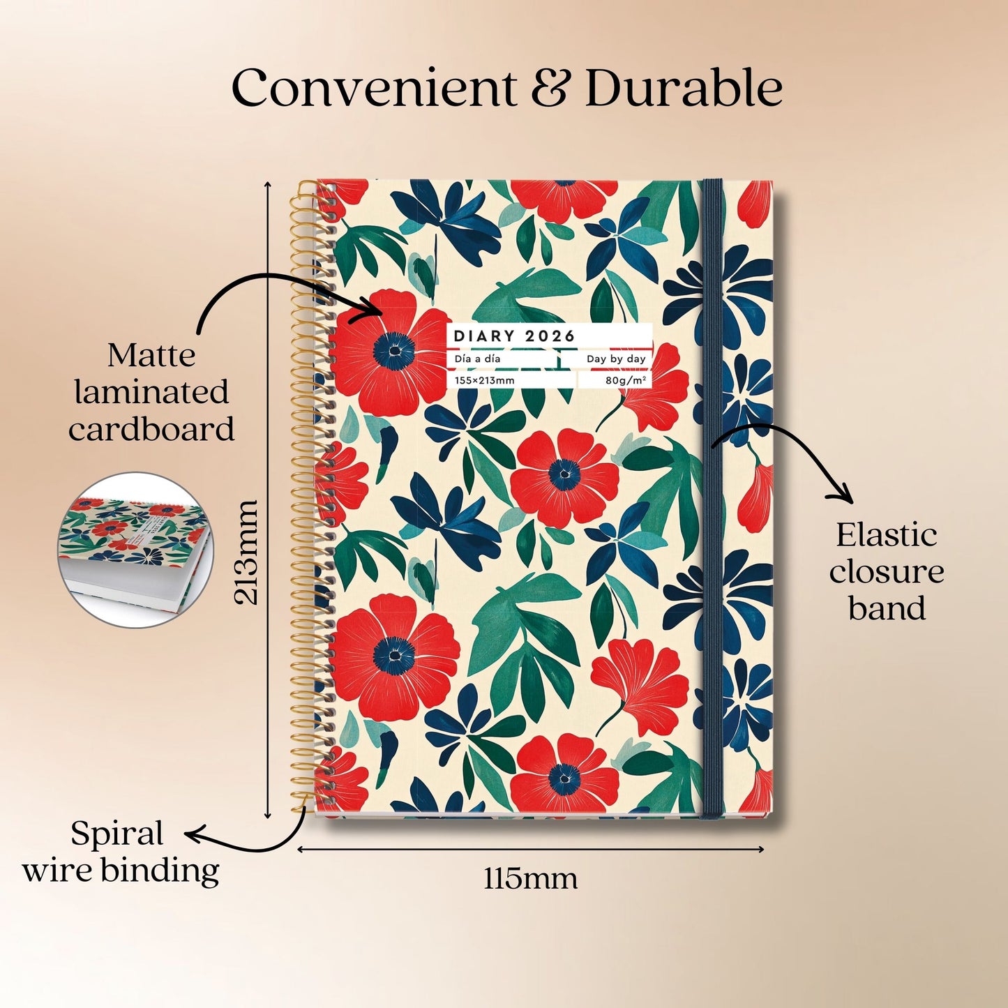 [SG] APLI MIQUELRIUS 2026 A6+ Daily Matte Laminated Hard Cover Spiral Bound Planner [Evergreen Stationery]