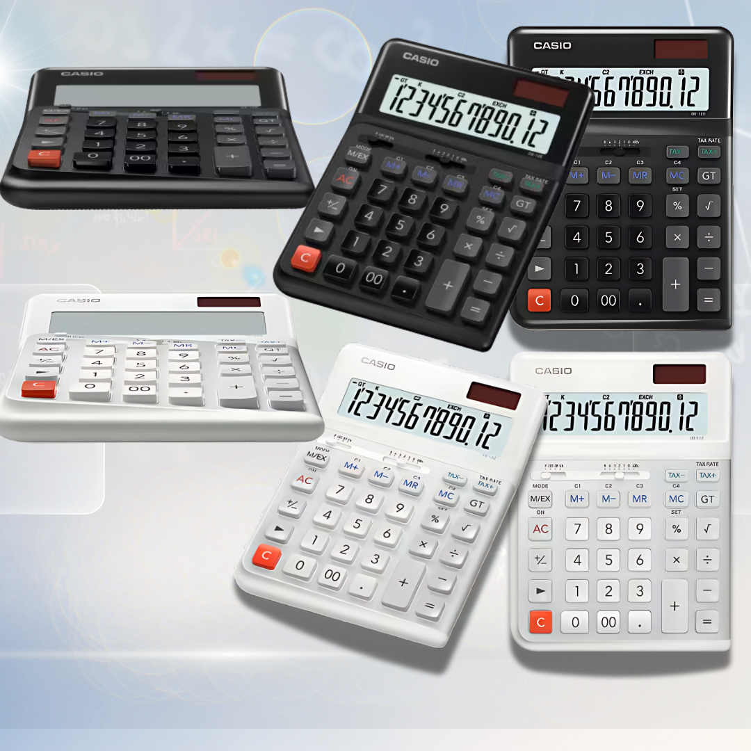 [SG] Casio DE-12E-WE 12 Digit Heavy Duty Calculator Black/White [Evergreen Stationery]