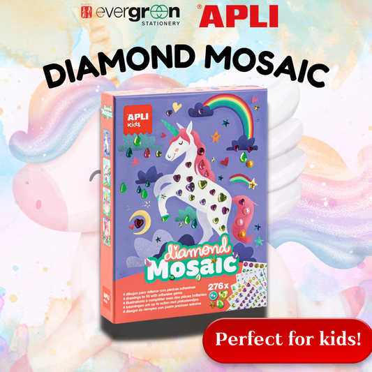 [SG] APLI Kids Diamond Mosaic – Creative Craft Kit with 276 Colorful Gems [Evergreen Stationery]