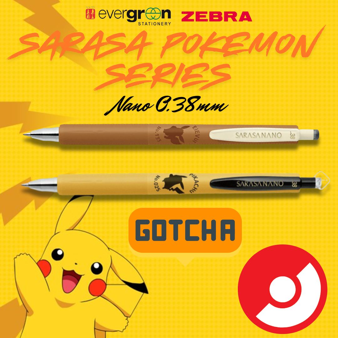 [SG] LIMITED EDITION | Zebra Sarasa Nano 0.38mm Pokemon Series (Black Ink) [Evergreen Stationery]