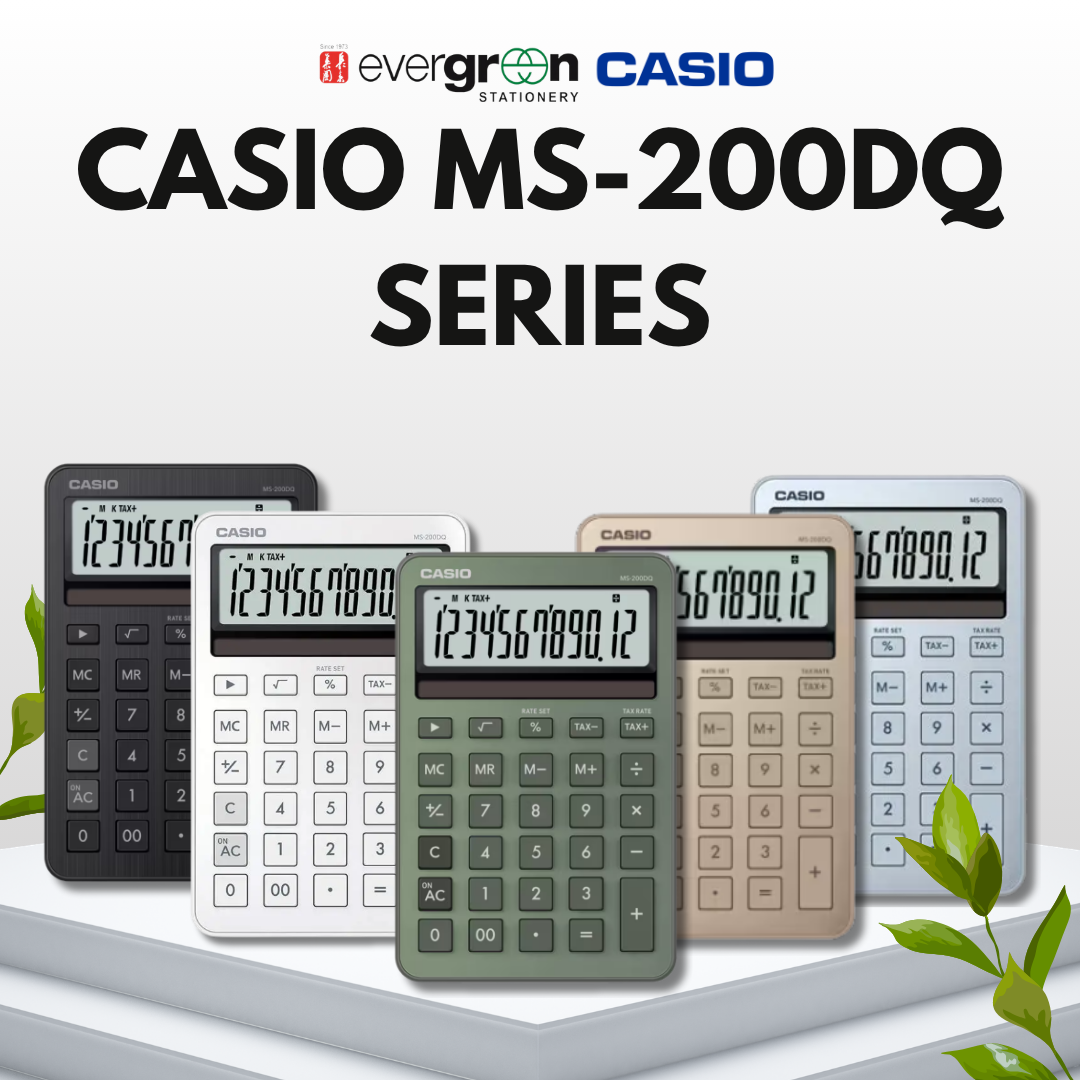 [SG] CASIO MS-200DQ Series calculator with 12-digit display and solar power [Evergreen Stationery]