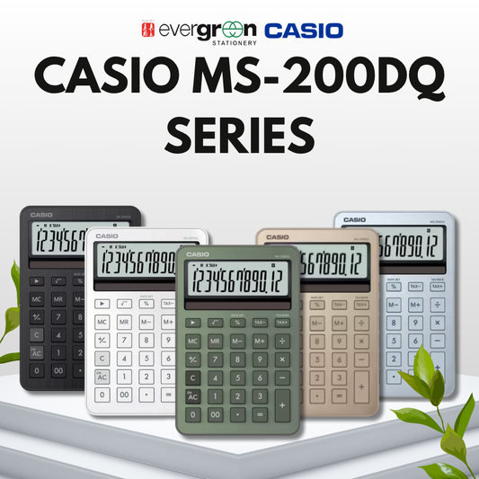 [SG] CASIO MS-200DQ Series calculator with 12-digit display and solar power [Evergreen Stationery]