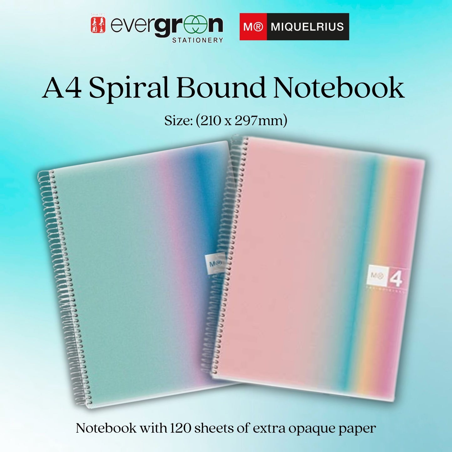 [SG] APLI MIQUELRIUS A4 Spiral Bound Notebook | Aurora Series [Evergreen Stationery]