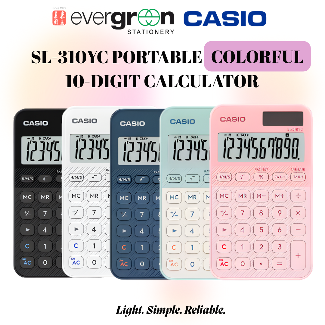 [SG] Casio SL-310YC 10-Digit Pocket Calculator | Portable & Colorful [Evergreen Stationery]
