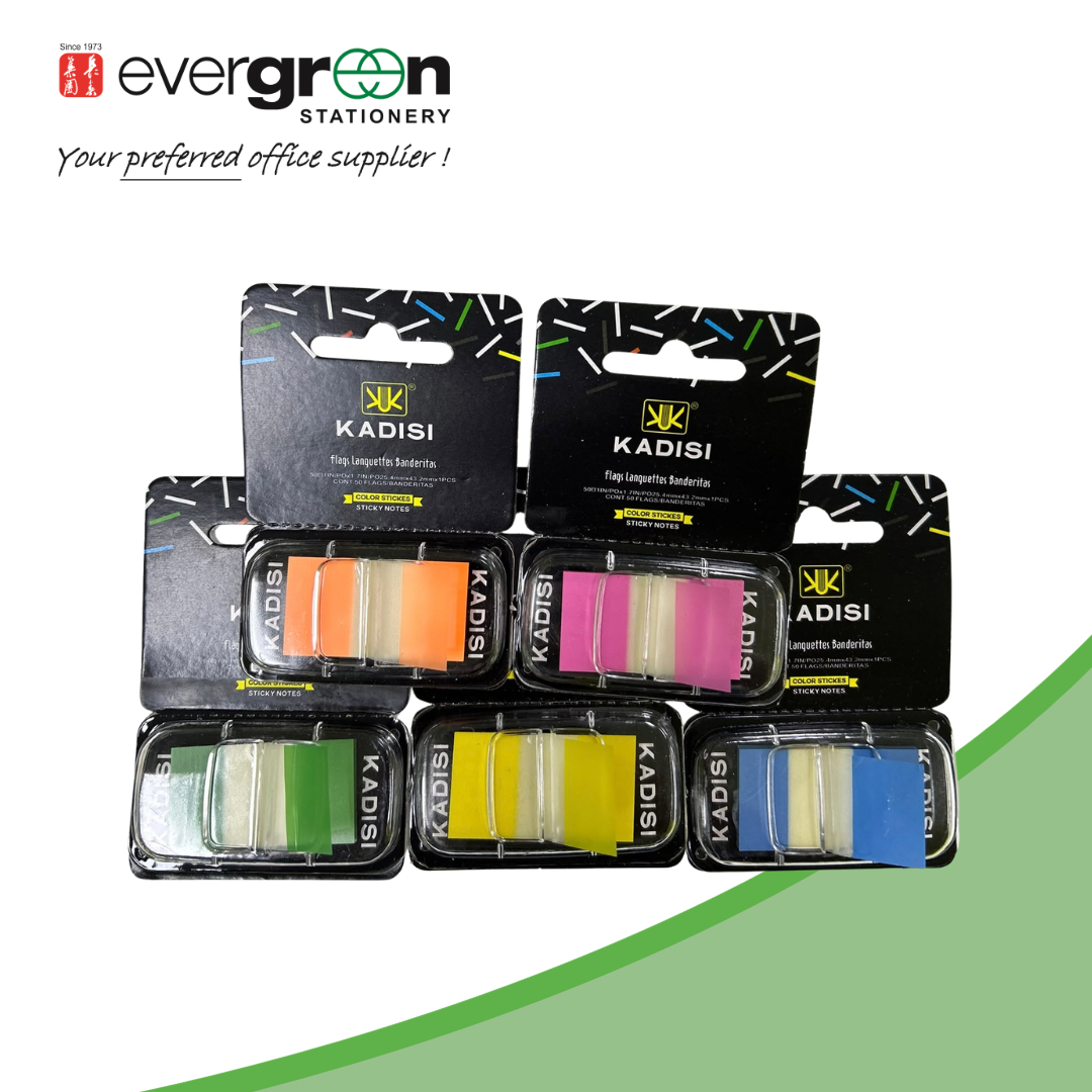 Sticky Colored Note Flags 1" × 1.75" |50 Sheets/Dispenser|Blue|Orange|Pink|Yellow|Green