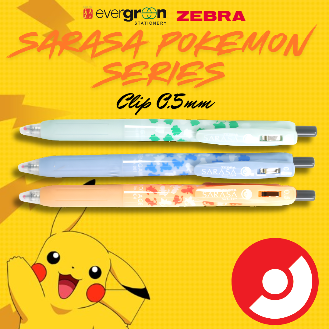[SG] LIMITED EDITION | Zebra Sarasa Clip 0.5mm Pokemon Series (Black Ink) [Evergreen Stationery]