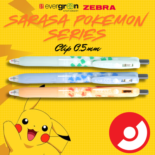 [SG] LIMITED EDITION | Zebra Sarasa Clip 0.5mm Pokemon Series (Black Ink) [Evergreen Stationery]