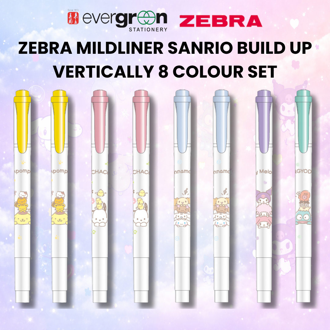 Zebra Mildliner Sanrio Build Up Vertically 8pcs Set