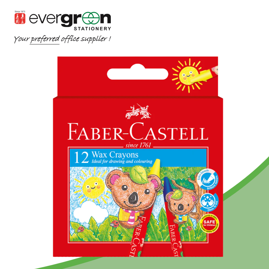 [SG] Faber Castell 12 Color Wax Crayons [Evergreen Stationery]