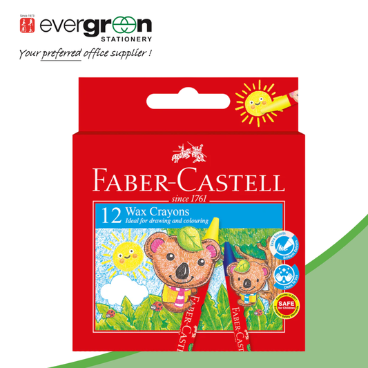 [SG] Faber Castell 12 Color Wax Crayons [Evergreen Stationery]