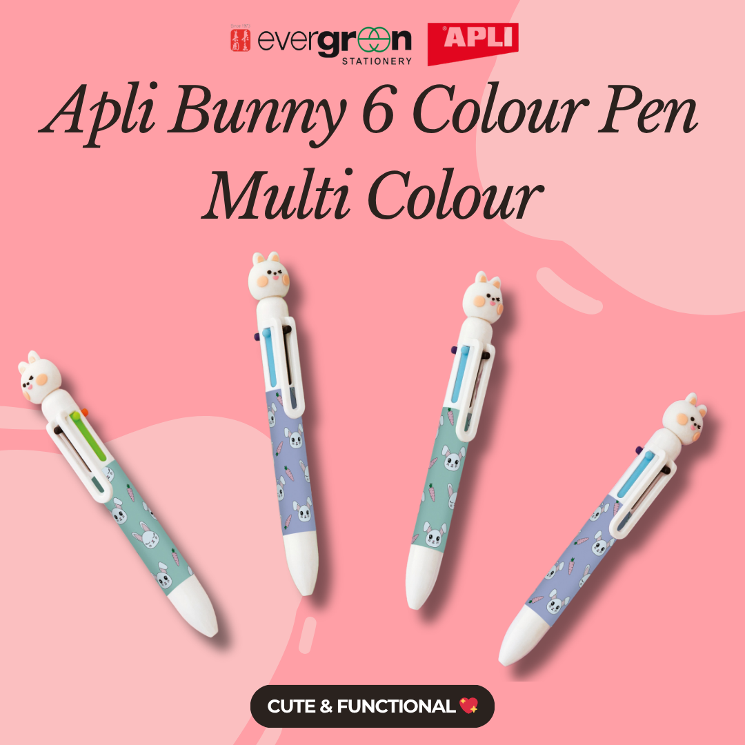Apli Bunny 6 Colour Pen Multi Colour Ballpoint Cute Rabbit Pen