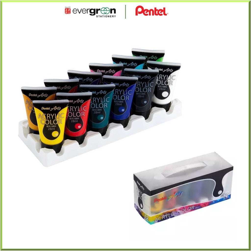 Pentel Acrylic Paint 12 Colours Set WA2-12E
