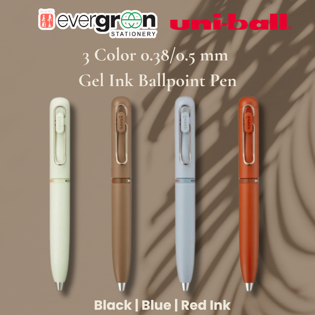 [SG] Uniball 3 Color 0.38/0.5mm Gel Ink Ballpoint Pen [Evergreen Stationery]