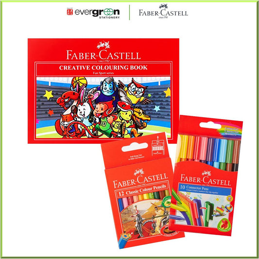Faber Castell Bundle Classic Set 12 Pc Colouring Pencil + 10 Connector Pen + Colouring Book