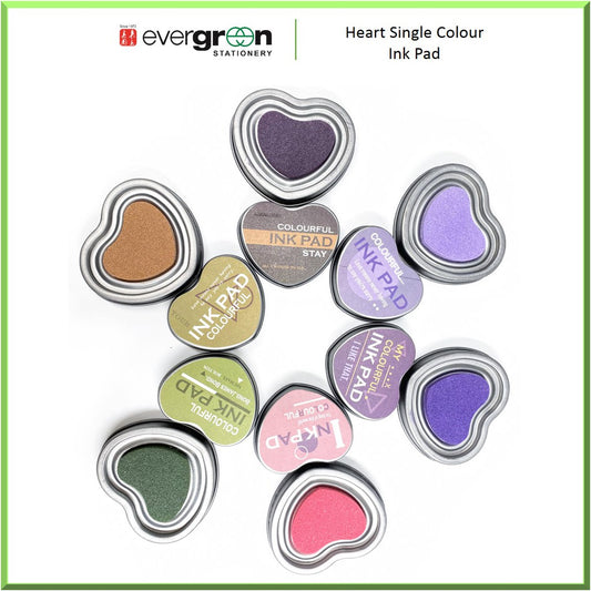 Single Colour Heart Shaped Ink Pad | Set of 6 (Assorted Colours)