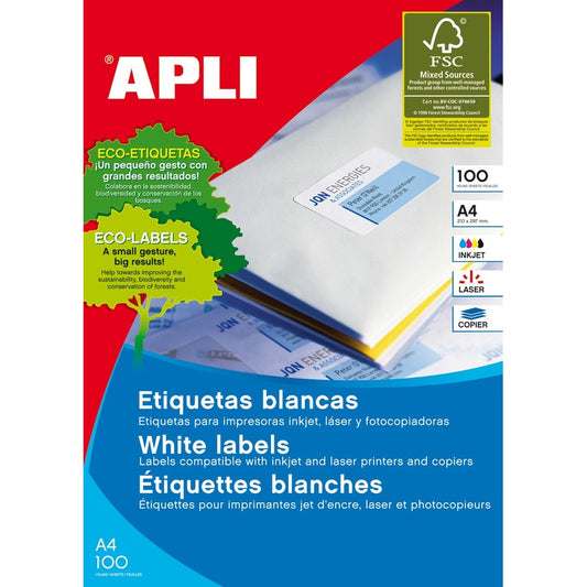 [SG] APLI White Inkjet Laser Copier Labels (210 x 297mm) [Evergreen Stationery]