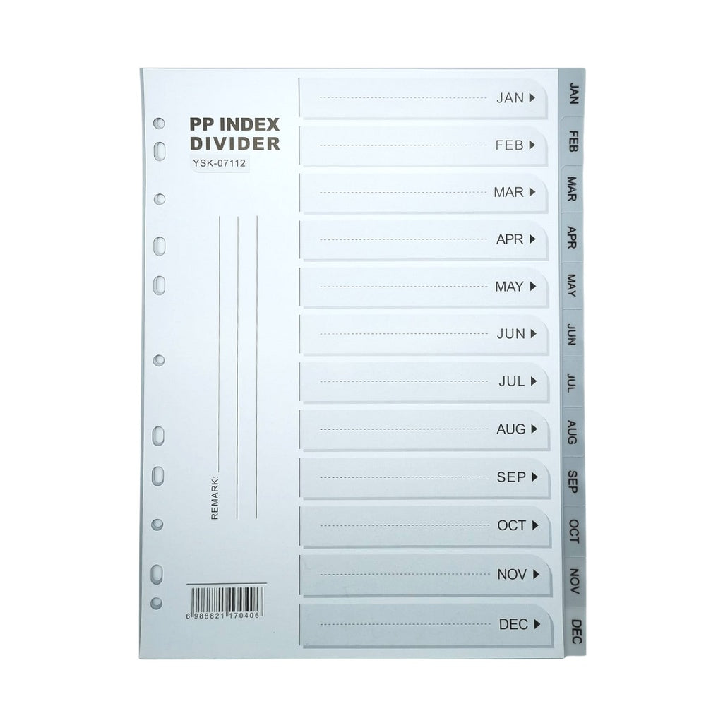 [SG] A4 PVC Grey Index Divider [Evergreen Stationery]