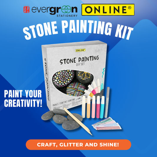 [SG] Online Stone Painting Set | 5 Stones, Metallic 3D Colors & Sparkling Glitter [Evergreen Stationery]
