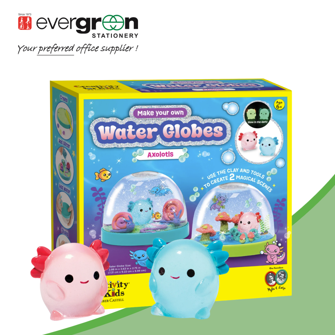 Faber Castell MYO Water Globes Axolotis | Ages 6+ | DIY snow globe kit | Sculpt whimsical aquatic scenes