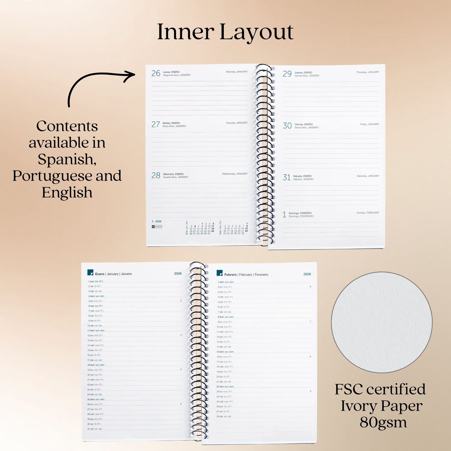 [SG] APLI MIQUELRIUS 2026 A6+ Daily Matte Laminated Hard Cover Spiral Bound Planner [Evergreen Stationery]