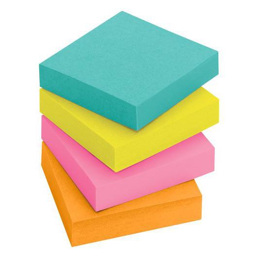 3M 622-8SSMIA Post-it® Super Sticky Notes, 2 in x 2 in, Miami Collection, 8 Pads/Pack, 90 SHEETS/PAD