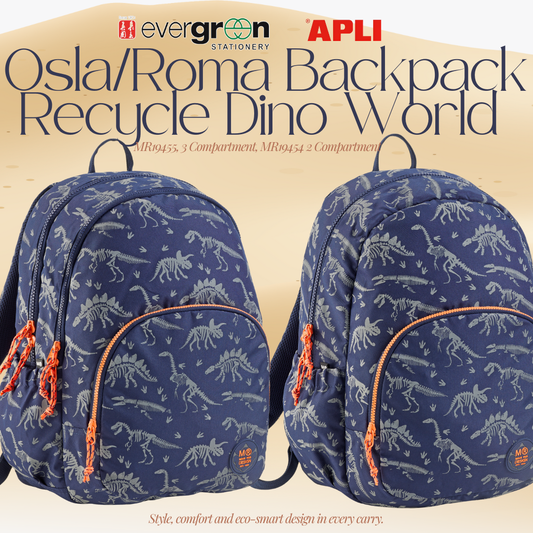 [SG] APLI Recycled Oslo Backpack | Lightweight, Durable & Spacious [Evergreen Stationery]