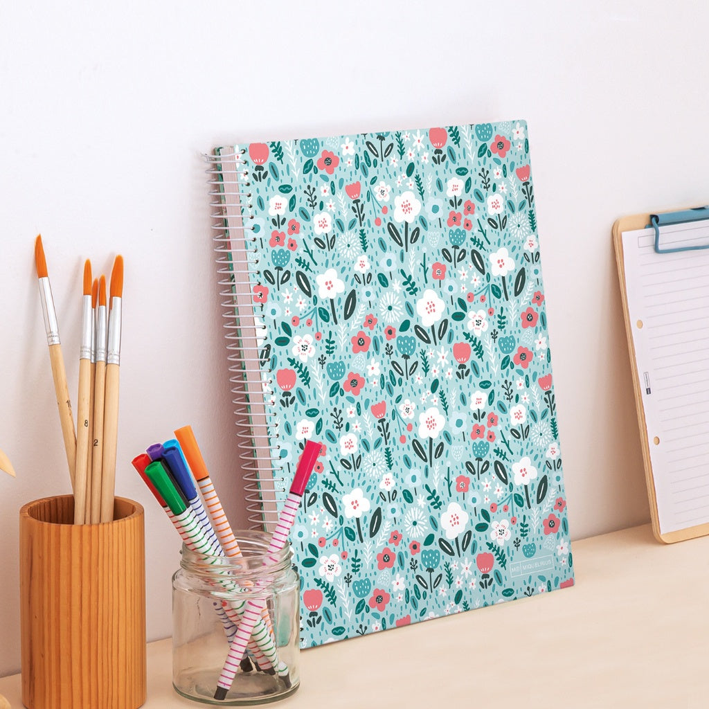 [SG] Apli Miquelrius Mint Flowers Notebook A4 | A5 Lined [Evergreen Stationery]