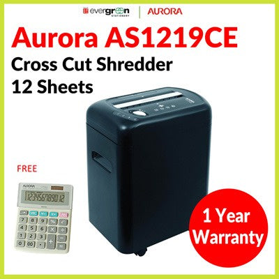Aurora AS1219CE Paper shredder Cross-cut 12 sheets | FREE calculator