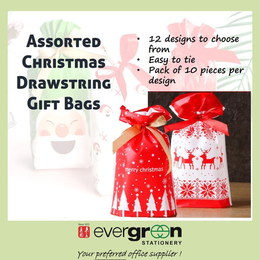 Assorted Christmas Drawstring Gift Bags