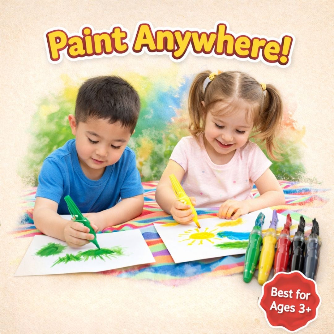 [SG] APLI Kids 6-Color 2-In-1 Gouache Paint with Built-in Brush – 14ml each [Evergreen Stationery]