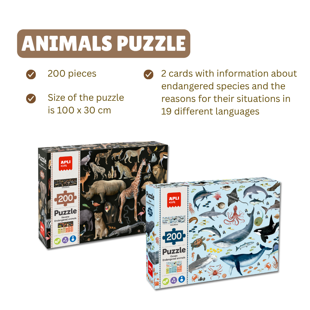 APLI Animal Puzzles | Glow in the Dark Mag Forest | Marine Animals | Savanna Animals | +6 years | Improve concentration | Develop fine motor skills |
