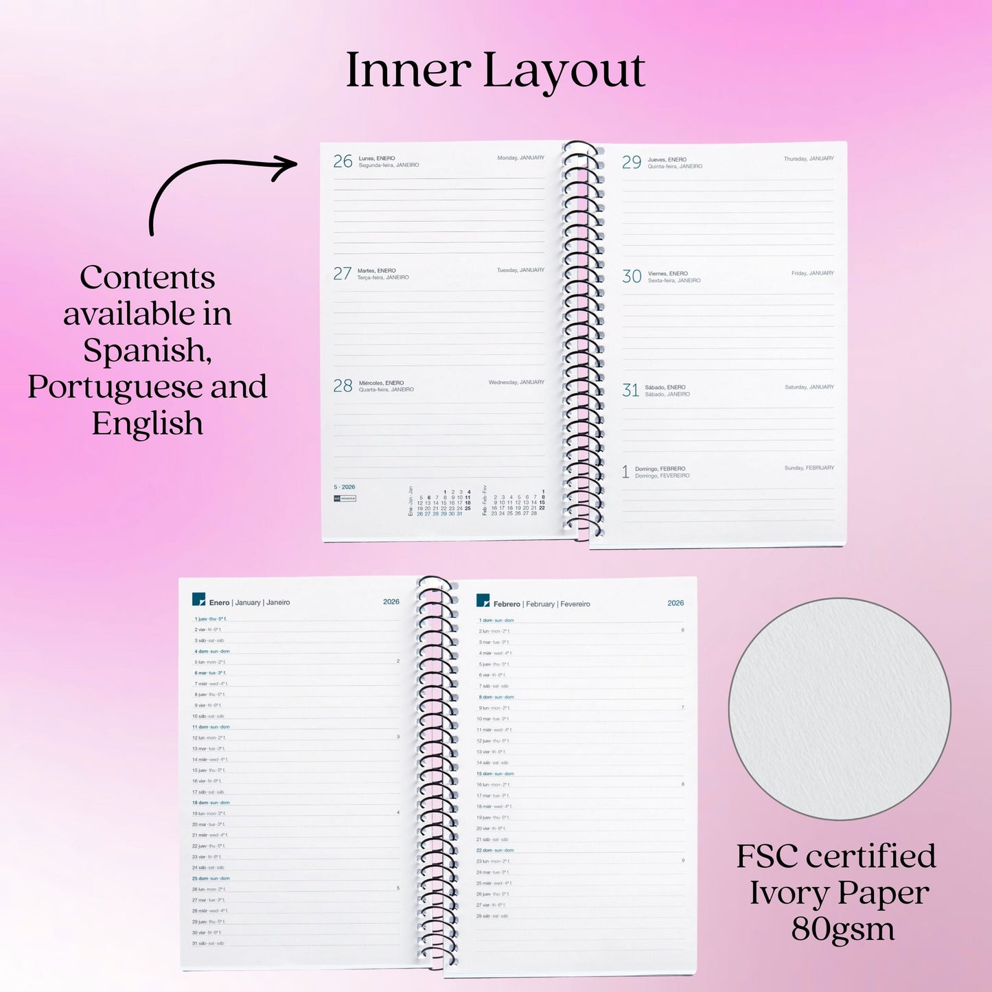 [SG] APLI MIQUELRIUS 2026 A6+ Weekly Matte Laminated Hard Cover Spiral Bound Planner [Evergreen Stationery]