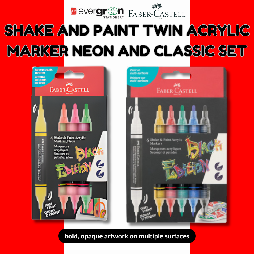[SG] Faber Castell Black Edition Shake and Paint Twin Acrylic Marker Neon and Classic Sets [Evergreen Stationery]