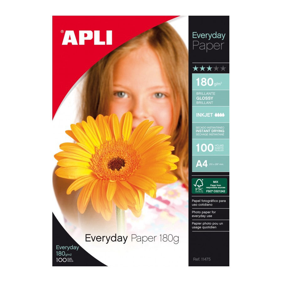 APLI Glossy Paper 10 X15cm 180gsm 100 Sheets