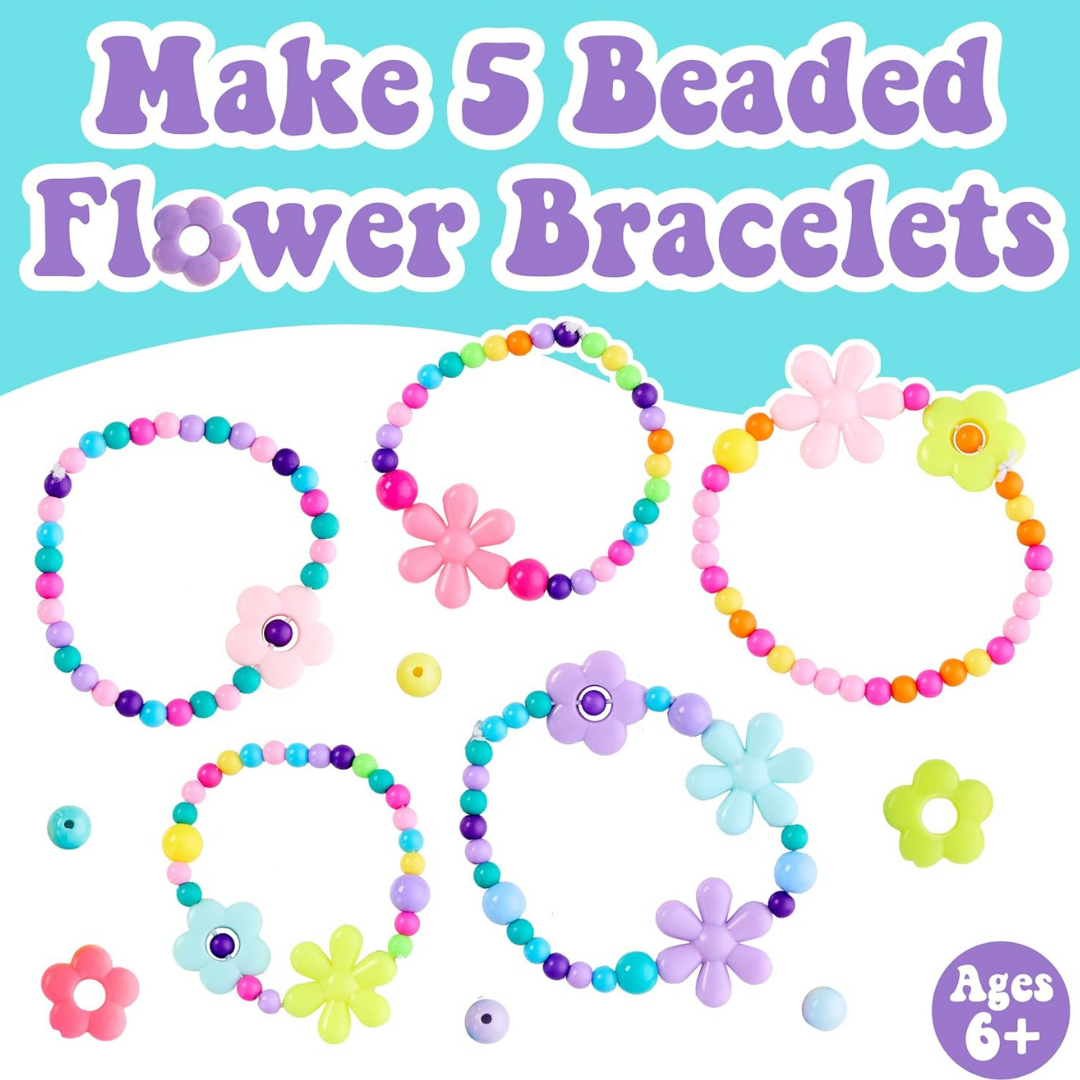 Faber Castell Mini Kit Bracelets | Woven Cube/ Beaded Flower | DIY Jewelry Craft Kit | Fun, Mess-Free Travel Activity | Ages 6+