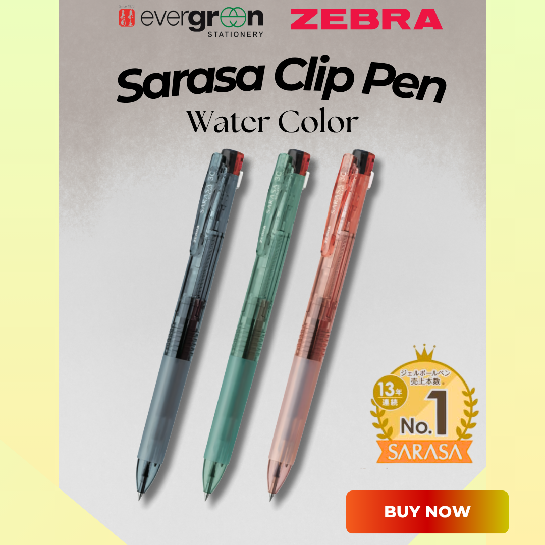 [SG] Zebra Sarasa Clip Pen 3C 0.5mm – Water Color Limited Edition (3 Colors) [Evergreen Stationery]