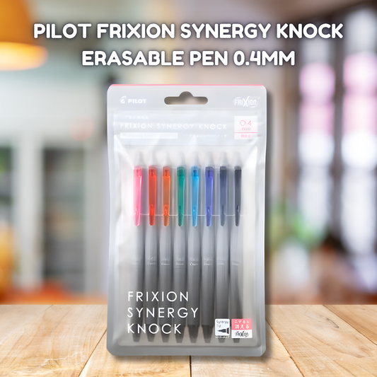 Pilot Frixion Synergy Knock Erasable Pen 0.4 0.5mm (8 Colour Set) Precision Gel Ink Refillable