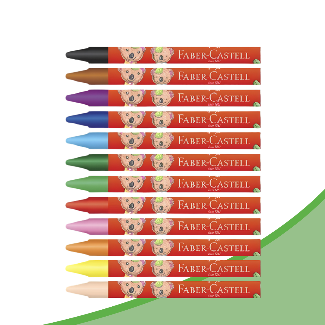 [SG] Faber Castell 12 Color Wax Crayons [Evergreen Stationery]