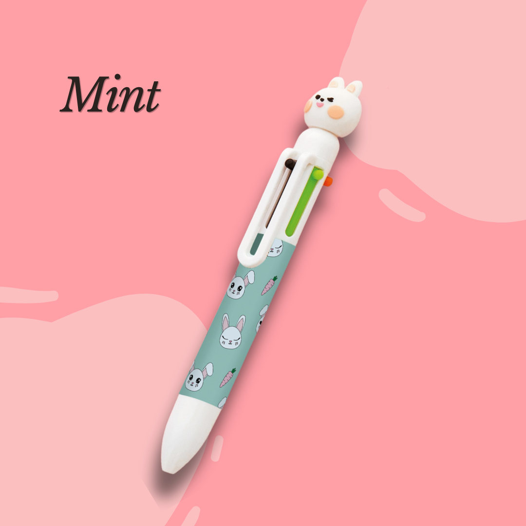 Apli Bunny 6 Colour Pen Multi Colour Ballpoint Cute Rabbit Pen