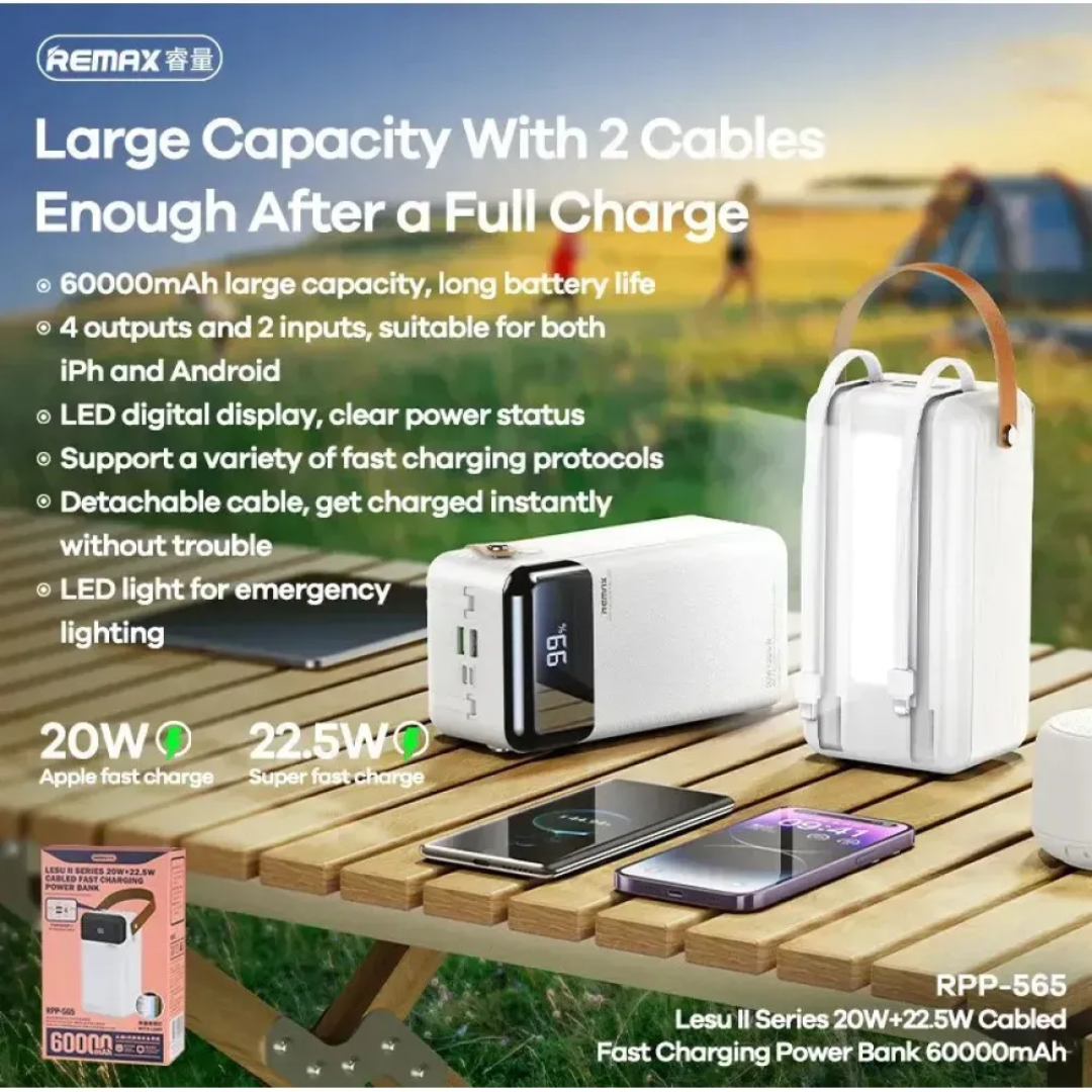 Remax RPP-565 60000mAH Fast Charging Power Bank with Cable