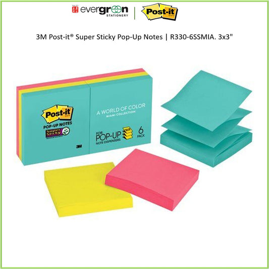 3M Post-it® Super Sticky Pop-Up Notes | R330-6SSMIA. 3x3"