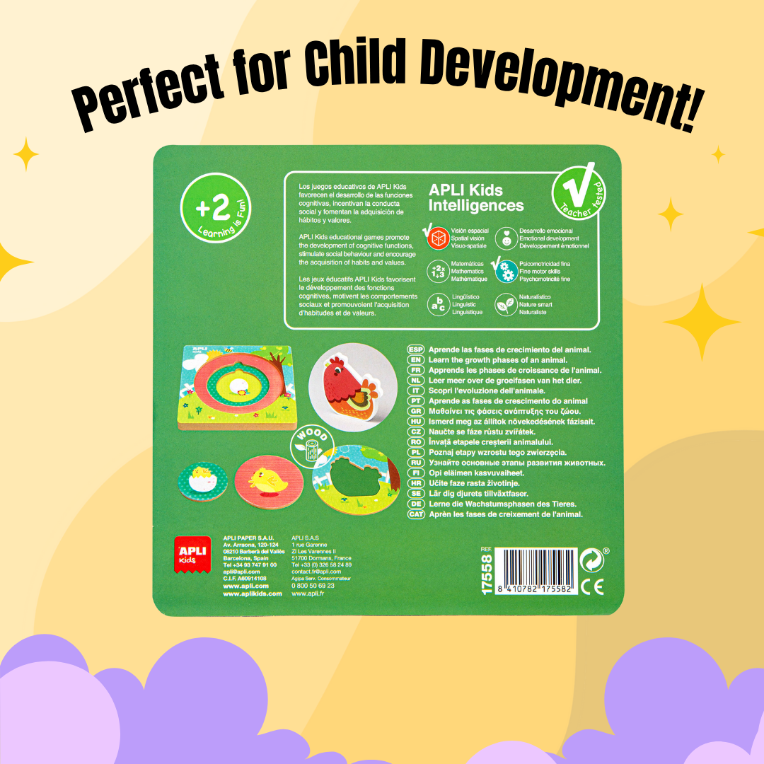 [SG] APLI Kids Puzzle Layers – Wood Hen (3-Piece Wooden Puzzle) [Evergreen Stationery]